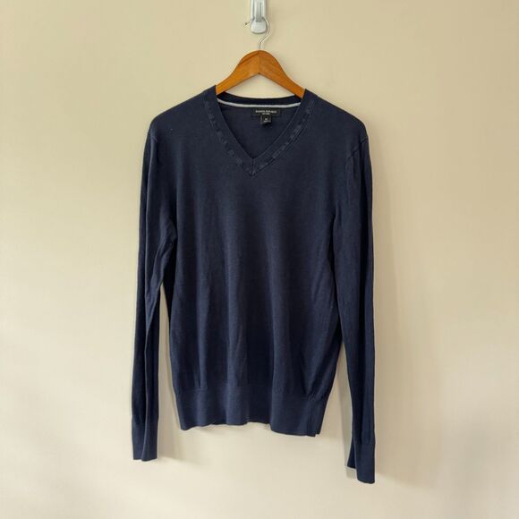 Banana Republic Other - Banana Republic Men's Navy Blue Silk Linen V-Neck Sweater Medium